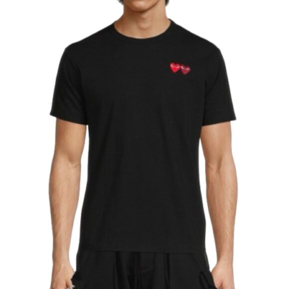 COMME DES GARÇONS PLAY Double Heart Patch T-Shirt- SIZE MEDIUM - MEN'S ❤️✨ - Picture 1 of 8